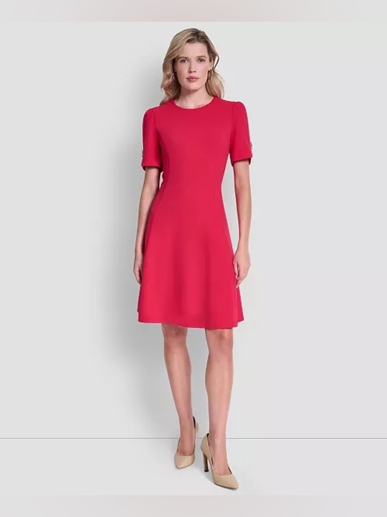 Dkny Dresses & Skirts - DKNY Fuchsia Short-Sleeve Midi A-Line Dress